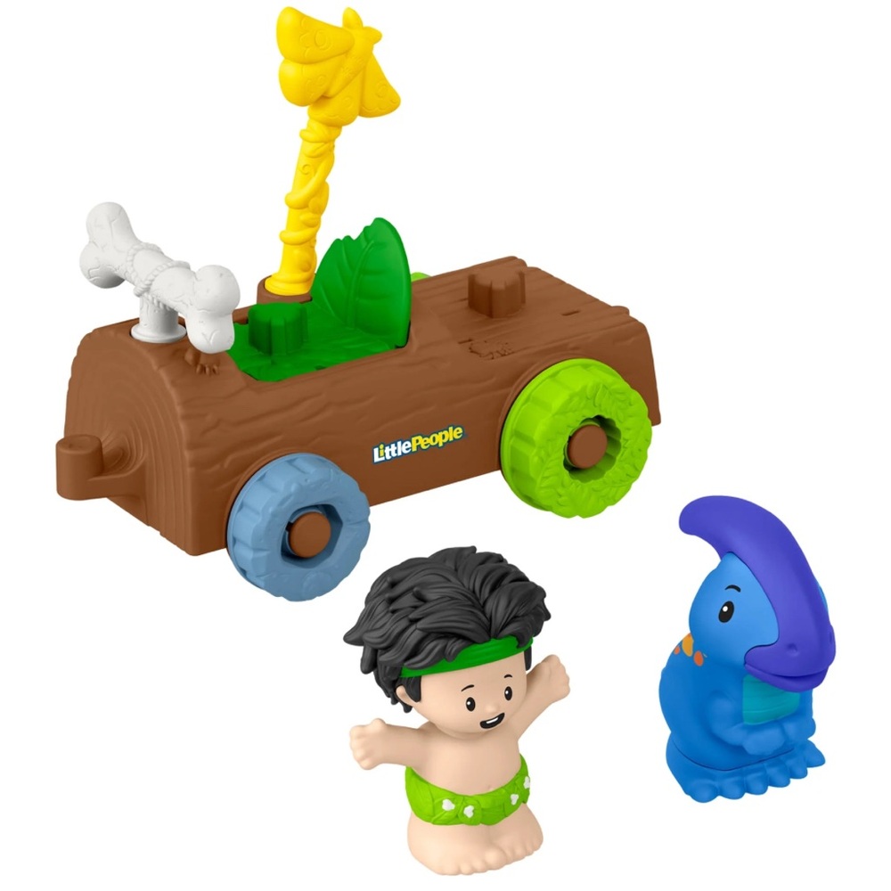 Fisher Price-Little People Dinosaur Parade Boy, Log Car, and Dino